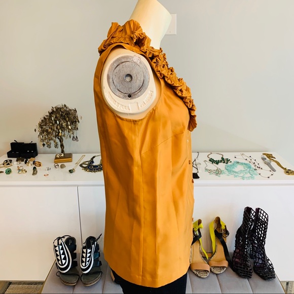 J. Crew SILK golden ruffle trim sleeveless blouse - Picture 5 of 11